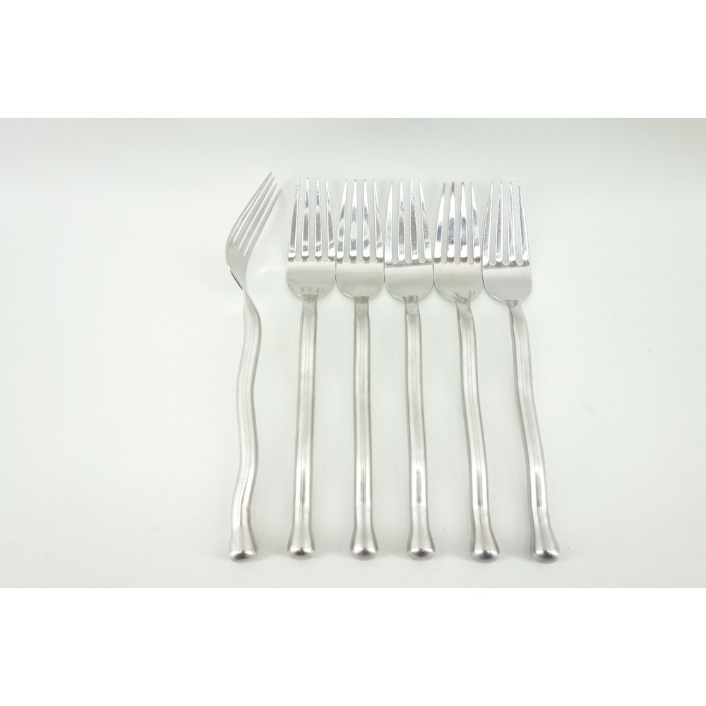 6 pc Gourmet‎ Settings EXOTIQUE PLATINUM Stainless Steel Dinner Fork Lot